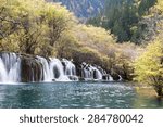 silky stream of waterfalls in...