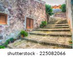stone stairway in an old narrow ...