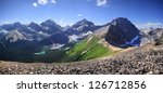 Small photo of Lillian Lake and Lower and Upper Galatea Lakes. Kananaskis Park, Alberta, Canada. As view from 20 minute hike up from Guinn Pass.