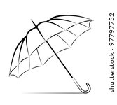 Drawing umbrella on white background. Vector illustration - stock vector