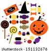 Halloween cute sweet Candy collection isolated on white - stock vector