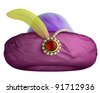 Purple turban with gem and pearls isolated on white - stock photo