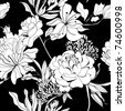 Seamless Black And White Flower Wallpaper Stock Vector Illustration