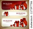 Set Of Holiday Banners And Labels With Ribbons. Vector Background