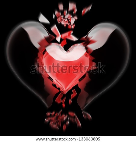 3d Render Red Broken Heart Isolated Stock Illustration 133063805 ...