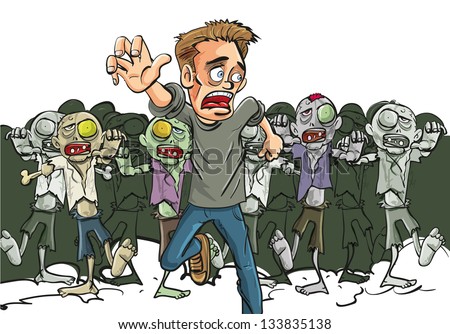 Large Crowd Ghoulish Undead Zombies Pursue Stock Vector 133835138 ...