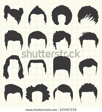 Vector Set Retro Mens Hair Styles Stock Vector 141467218 