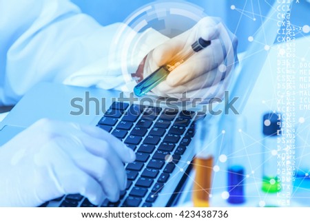 stock photo scientists are certain activities on experimental science like mixing chemicals use microscope 423438736