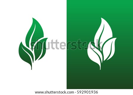 Leaf Pair Icon Vector Illustrations on Both Solid and Reversed Background.