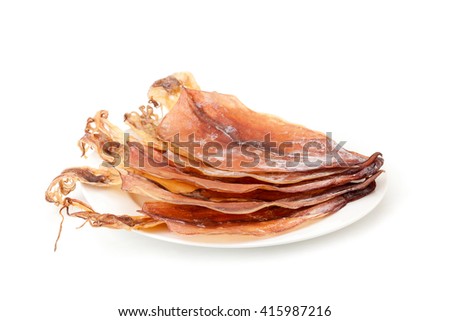 dried squid isolated on white background