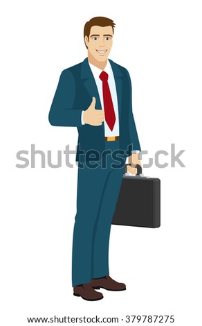 Businessman Shows Thumb Up Businessman Holding Stock Vector 379787275 ...