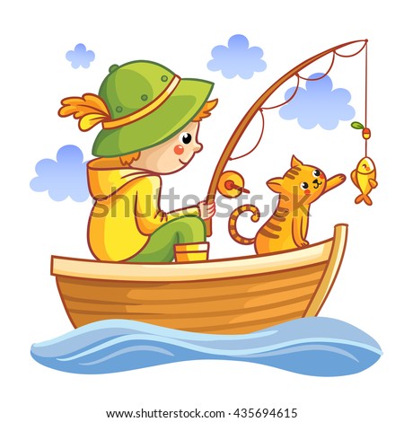 Download Fishing Vector Illustration Boy Boat Fishing Stock Vector ...