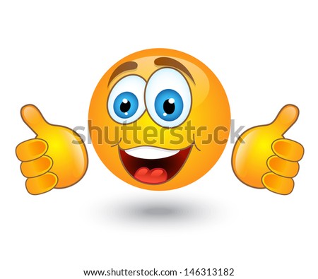 Smiley Showing Thumbs Up Emoticon Thumbs Stock Vector 670596292 ...