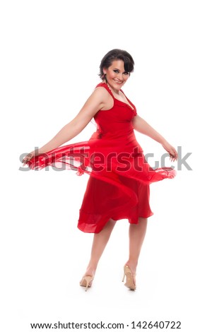 https://thumb9.shutterstock.com/display_pic_with_logo/1015553/142640722/stock-photo-beautiful-smiling-woman-standing-in-red-dress-it-turning-motion-142640722.jpg