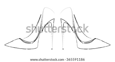 Grunge Hand Drawn Shoes Poster Positive Stock Illustration 538178788