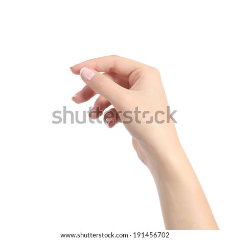 Woman hand holding some like a blank card isolated on a white background