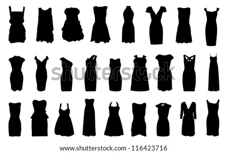 Women Silhouettes Various Dresses Vector Illustration Stock Vector ...