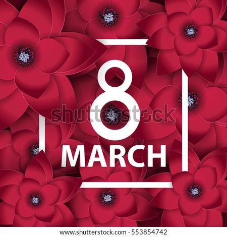 Poster International Happy Women's Day 8 March Floral Greeting card Vector Illustration EPS10
