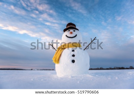 snowman on blue sky background