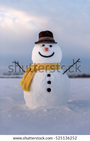 snowman on blue sky background