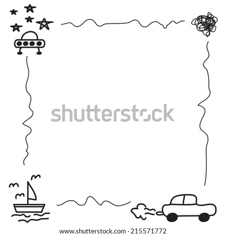 transport children drawing card frame stock illustration 215571772 children card