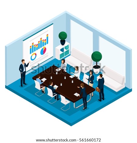 trend isometric people a room an office manager is front view large desk9 desk