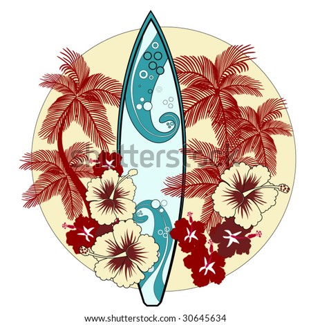 Surfboard with palm trees Stock Photos, Images, & Pictures | Shutterstock