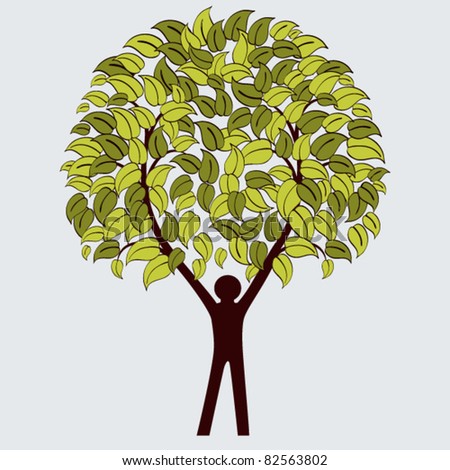 Environmental icon - stickman as tree