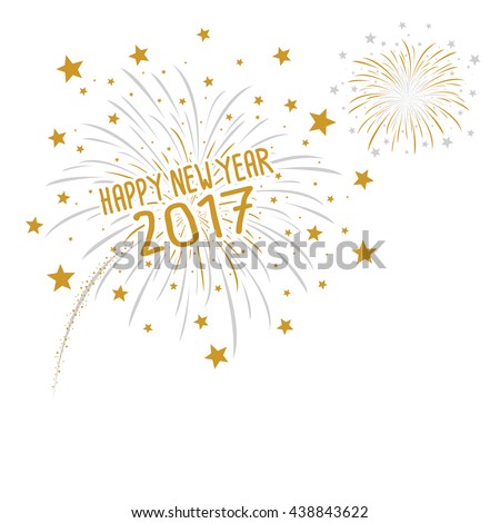 Firework with Happy new year 2017 on white background