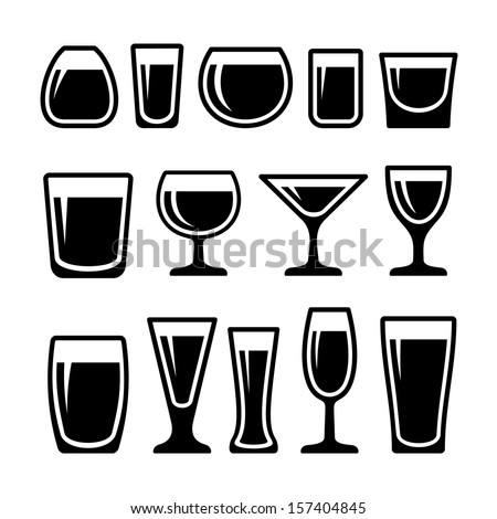 Set Drink Glasses Icons Stock Vector 157404845 - Shutterstock