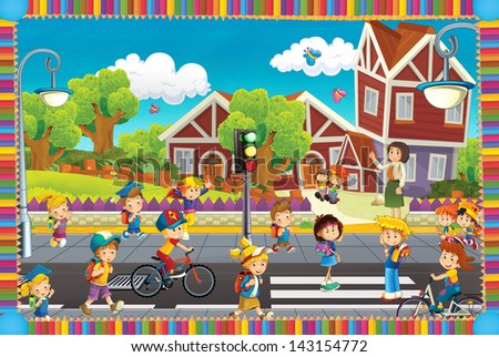 Stock Images similar to ID 60226825 - a small group of kids walking...