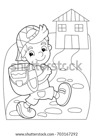 Father And Son Going To School Coloring 2