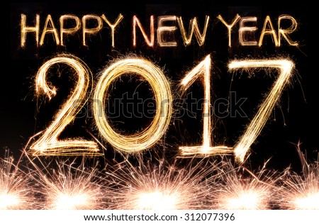 Happy new year 2017 written with Sparkle firework