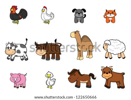 Vector Set Different Cartoon Farm Animals Stock Vector 178478948 ...