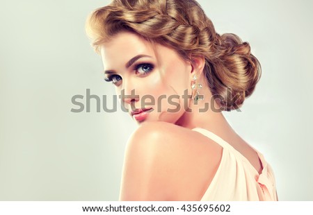 Beautiful Model Girl Elegant Hairstyle Woman Stock Photo 435695602 