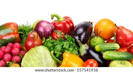 set of fruits and vegetables isolated on white background