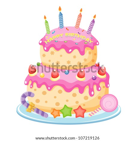 Strawberry birthday cake cartoon Stock Photos, Images, & Pictures ...