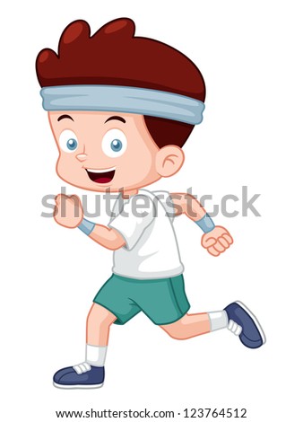 Illustration Cartoon Boy Jogging Stock Vector 123764512 - Shutterstock