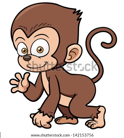 Cute Cartoon Sitting Monkey Saying Hi Stock Vector 327518642 - Shutterstock