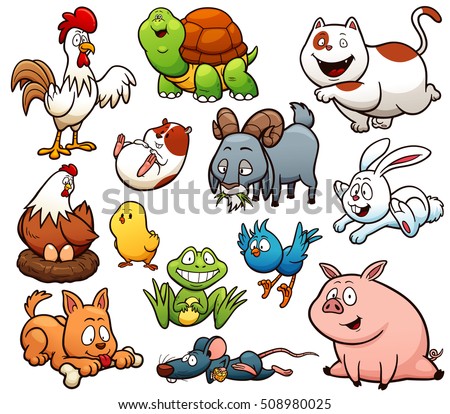 Vector Illustration Cartoon Farm Animals Character Stock Vector