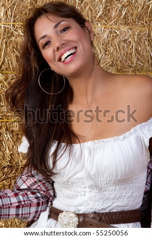 Stock Photo Mexican Country Girl In Hay 55250056