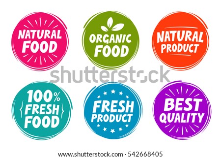Vector Set Colorful Labels Food Nutrition Stock Vector 542668405