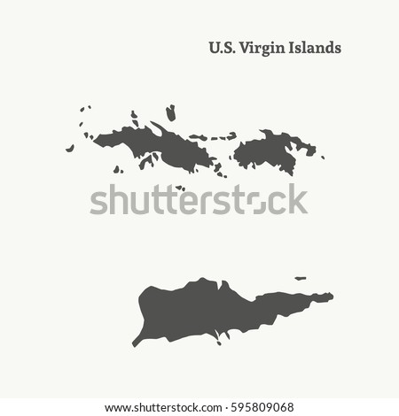 Outline Map Virgin Island Isolated Vector Stock Vector 595809068 ...