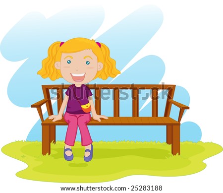 Illustration Girl Sitting On Bench Stock Illustration 30728656 ...