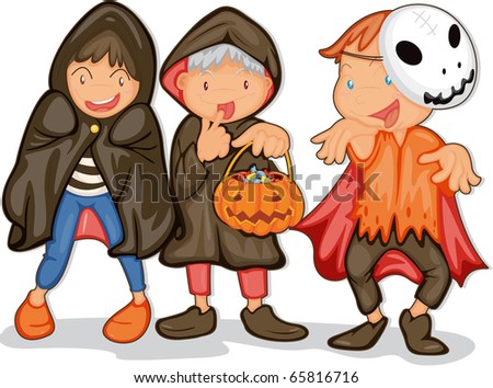 Halloween Children Trick Treating Halloween Costume Stock Vector ...