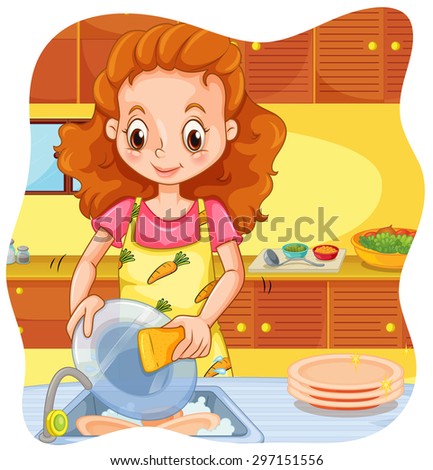 Helping Mom Stock Vector 99839072 - Shutterstock