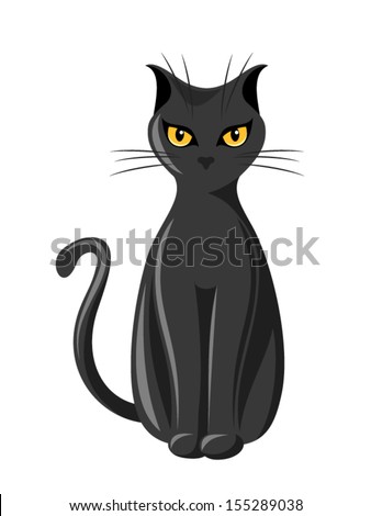 Black Sitting Cat Vector Illustration Stock Vector 155289038 - Shutterstock