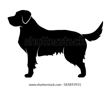 Vector Black Silhouette Dog Isolated On Stock Vector 583893955