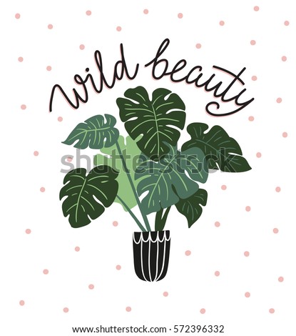 Hand Drawn Tropical House  Plants  Scandinavian Stock Vector 