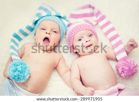 Newborn twins boy and girl Newborn twins boy and girl
